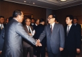 稻盛和夫名誉会长与访日的国家主席江泽民（当时）会面